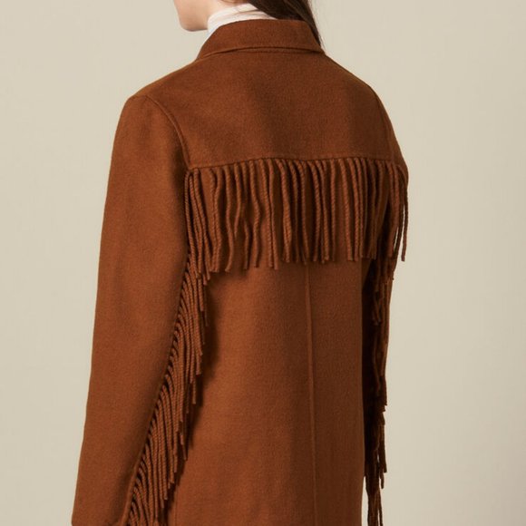 Sandro Hazeen Fringed Double-Breasted Coat - Picture 3 of 3